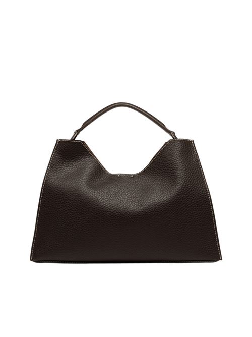 Borsa da donna in pelle martellata a spalla/tracolla con tracolla removibile, color espresso/castoro GIANNI CHIARINI | 10566RNGDBLNASPM14064